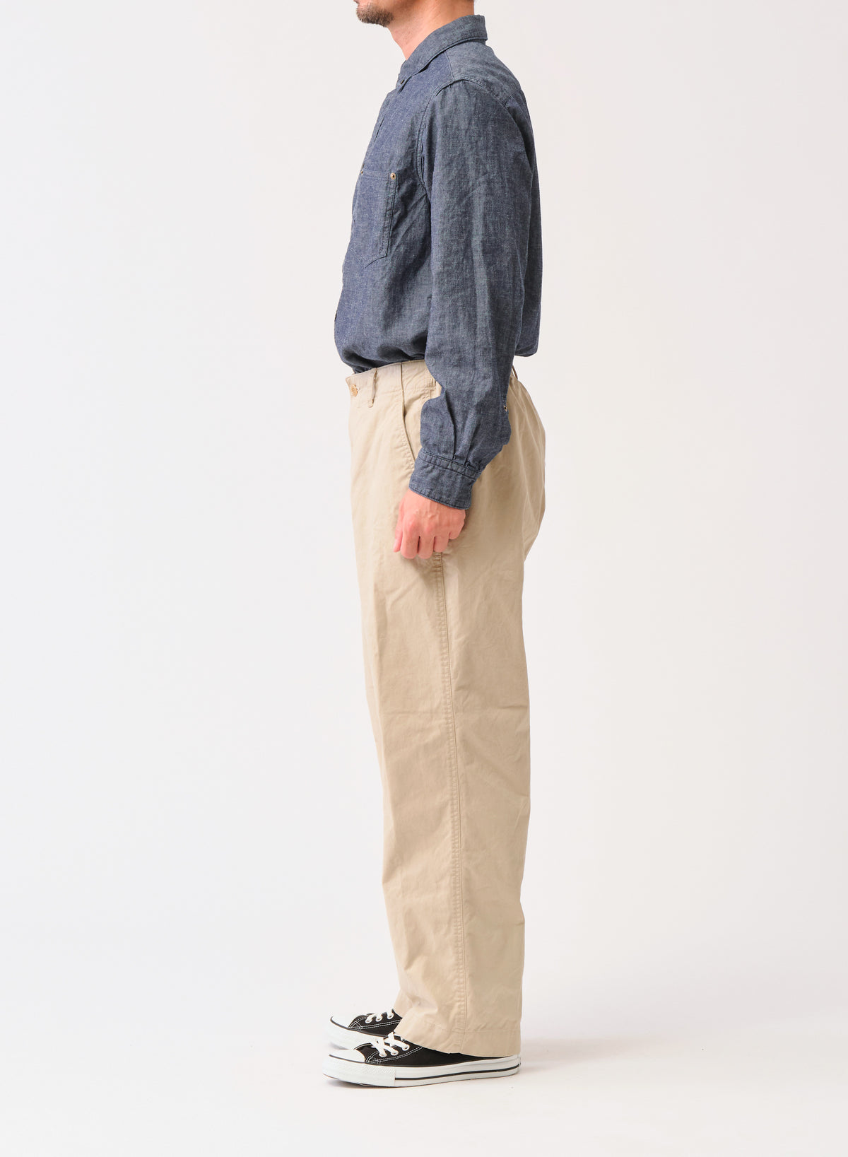高密度チノクロスワイドワークパンツ