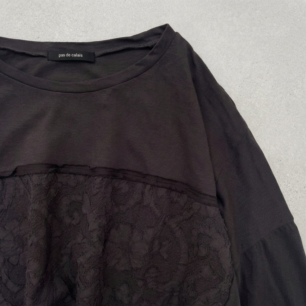 [Online Exclusive] Raffy & MVS Jacquard Material Mix Wide Pullover