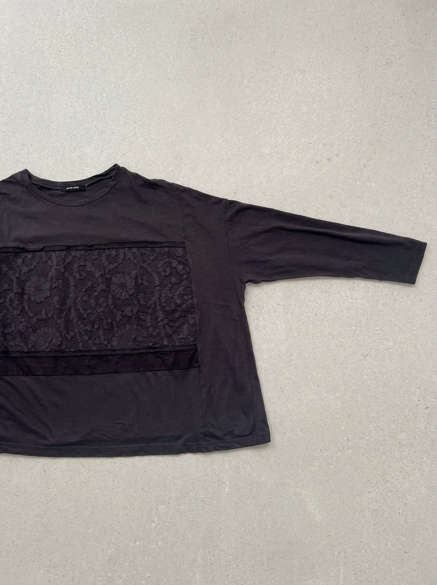 [Online Exclusive] Raffy & MVS Jacquard Material Mix Wide Pullover