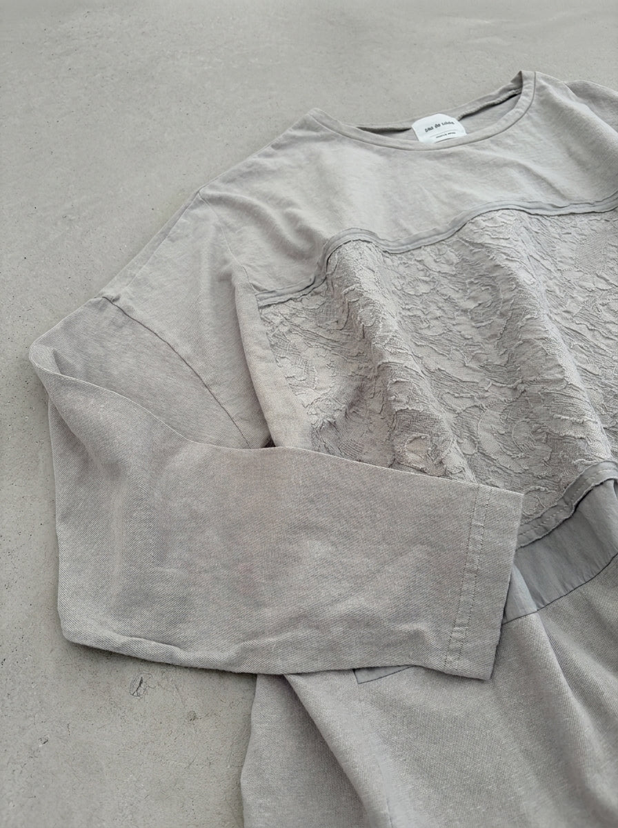 [Online Exclusive] Raffy & MVS Jacquard Material Mix Wide Pullover