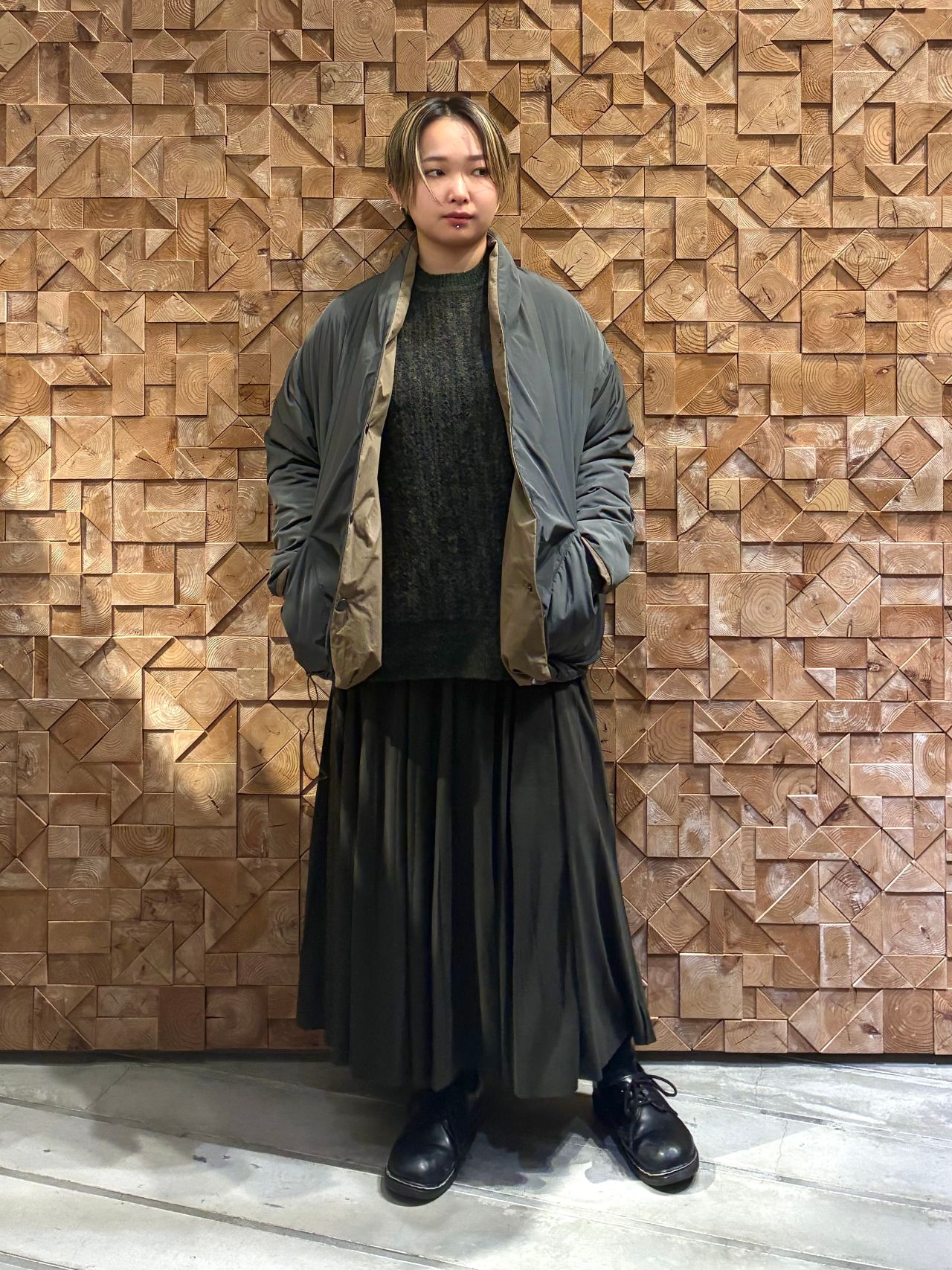 コットンナイロンクロス リバーシブルダウンジャケット | pas de