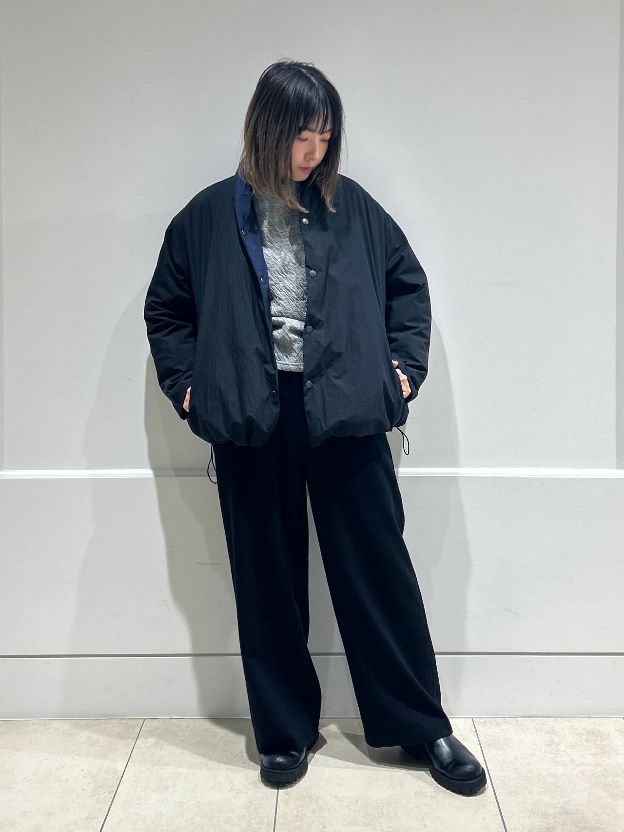 コットンナイロンクロス リバーシブルダウンジャケット | pas de