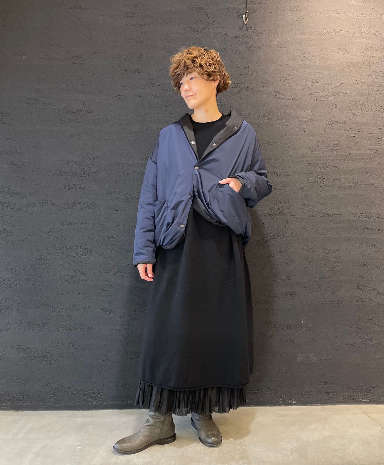 コットンナイロンクロス リバーシブルダウンジャケット | pas de