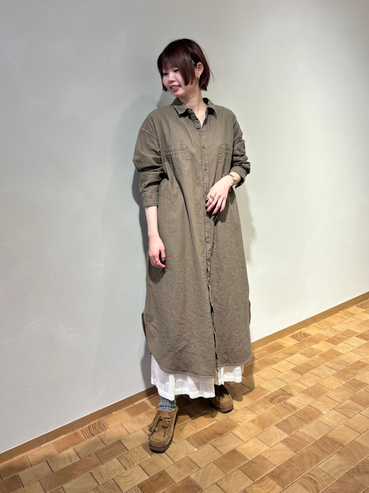 リネン綿ヘリンボン ワンピース | pas de calais（パドカレ）の公式